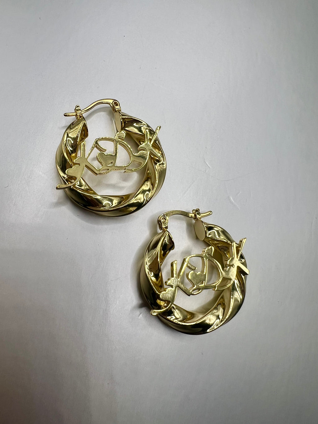 Custom gold baby hoops