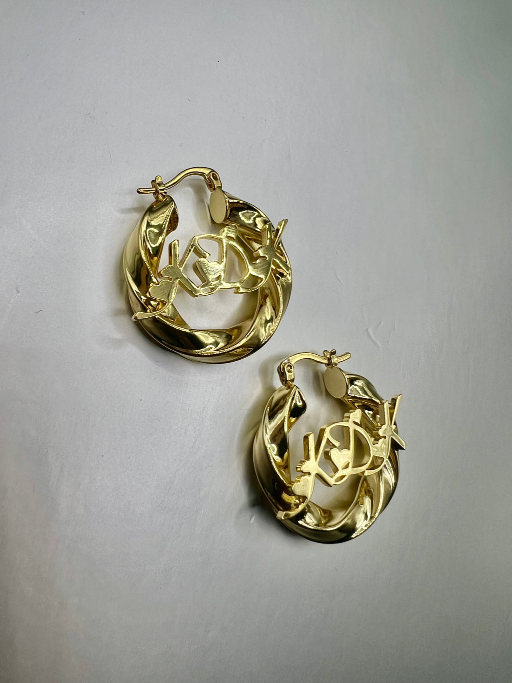 Custom gold baby hoops