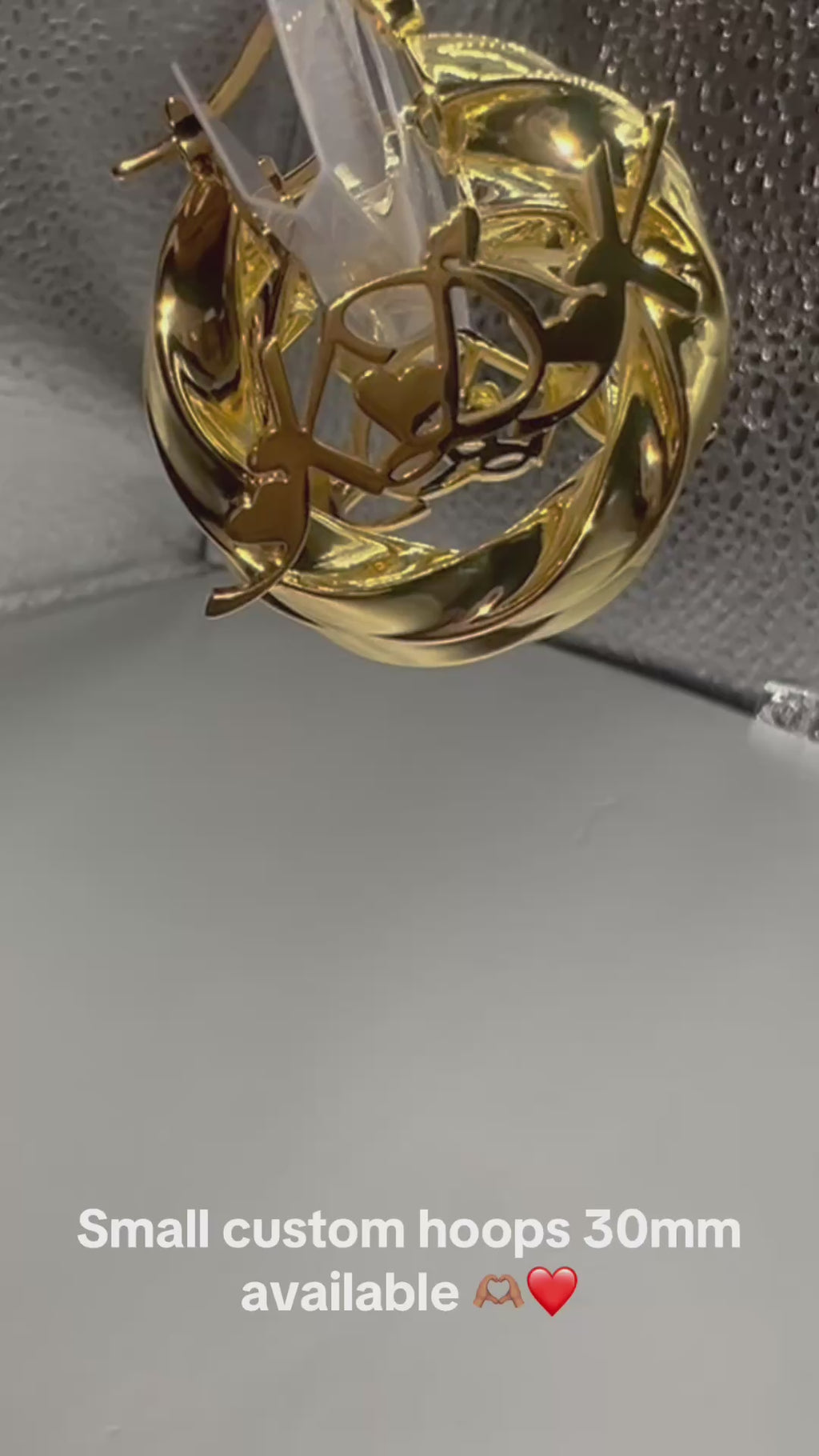 Custom gold baby hoops